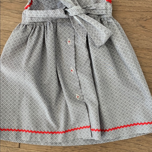 Gray and Red Pleated Ruffled Knee-Length Sundress - Picture 7 of 7